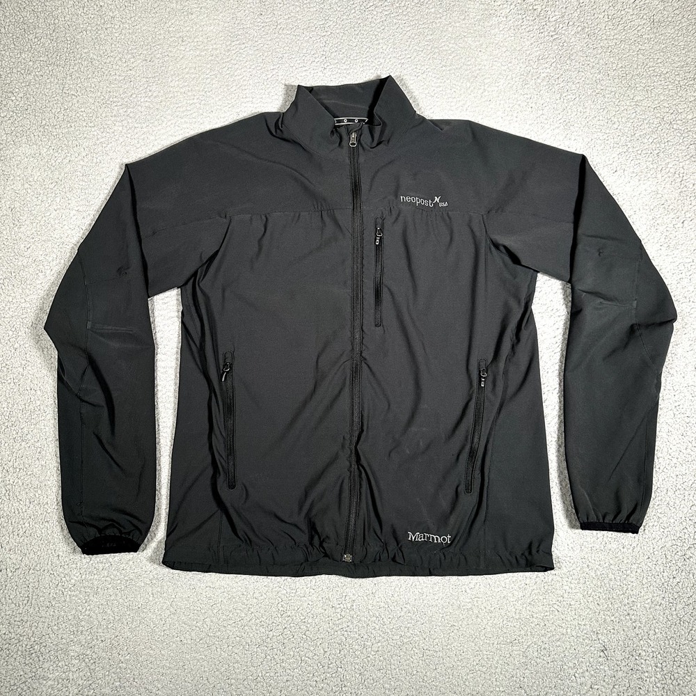 Marmot Jacket Mens XL Black Tempo Full Zip Softshell Outdoor Casual Logo Hiking